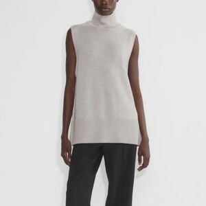 Babaton Aritzia Wool Successor Sleeveless Mock Neck Cream  Ribbed Knit Top XS